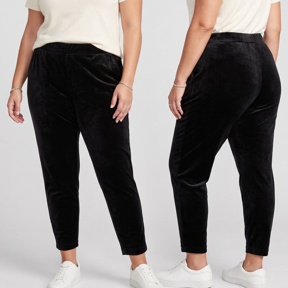 LOFT Plus Womens Size 22 Velvet Velour Black Cropped Pants